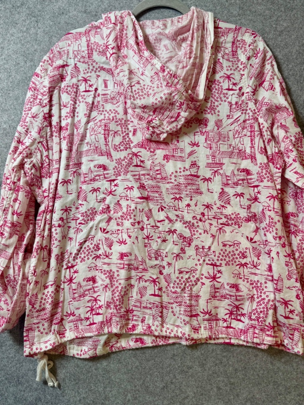 Christopher & Banks XL Pink Coastal Print Hooded Cotton Pullover Top - Picture 3 of 11